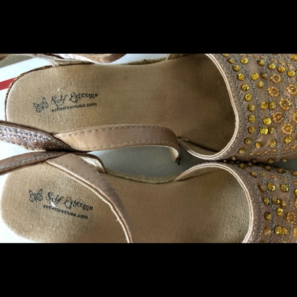 Self-esteem Sparkly Girls Wedge Espadrilles  3 - Picture 5 of 9